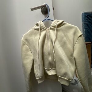Neutral cropped zipped hoodie